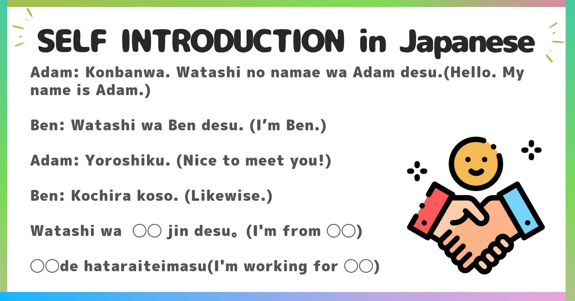 Jikoshoukai : Self Introductions in Japanese